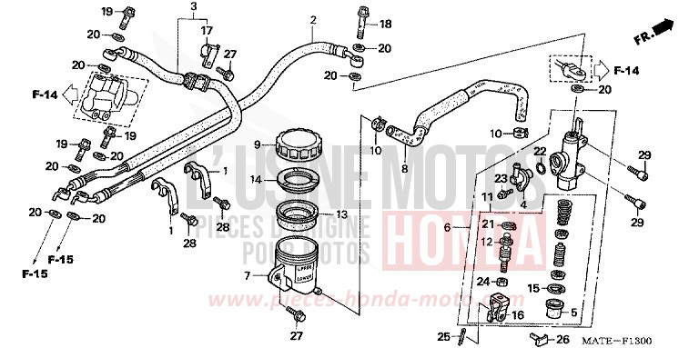 RR. BRAKE MASTER CYLINDER for Super Blackbird DARKNESS BLACK METALLIC (NH463) from 2006